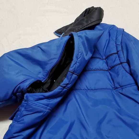 Vintage 1980s Arctic Blue Full-zip Removable Sleeve Puffer Snow Ski Jacket M - Picture 7 of 12